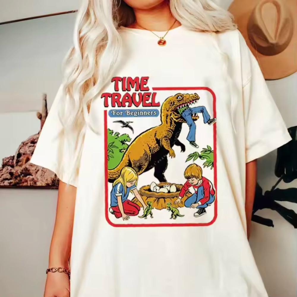 Steven Rhodes Dinosaur Time Travel Retro Vintage Graphic T-Shirt